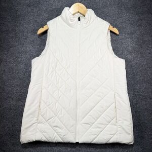 Lands' End Puffer Vest Women's Small Ivory Quilted Insulated Outdoor Hike Walks